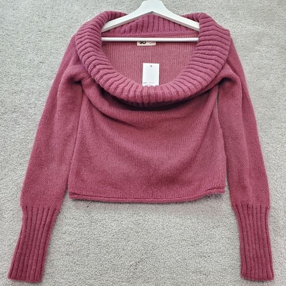 SO Sweaters - SO Goods for Life Bardot Sweater Womens Medium Dusty Mauve Acrylic Ribbed Cuffs‎